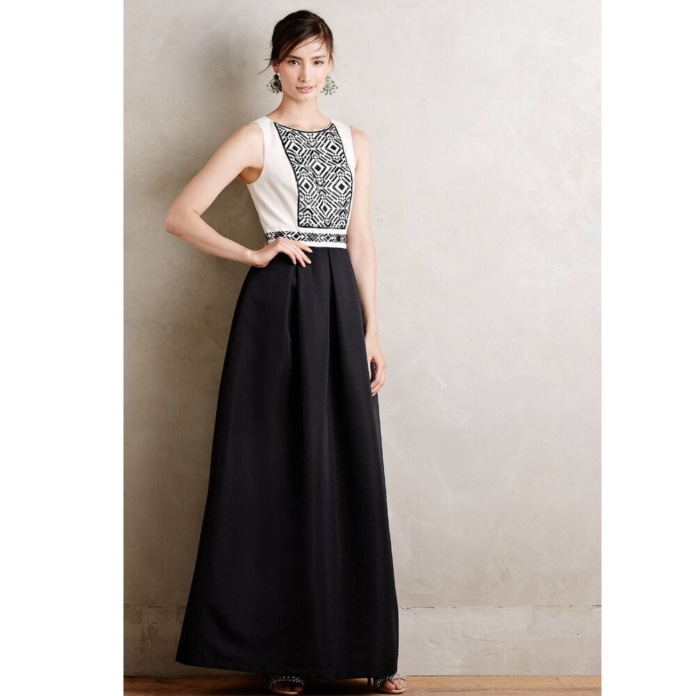 Shoshanna Midnight Carolina Embroidered Formal Ball Gown